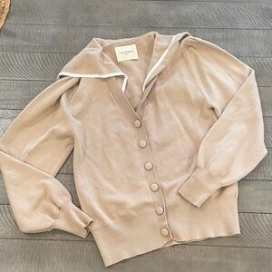 Rue Sloane Cream Button-Up Cardigan Size M